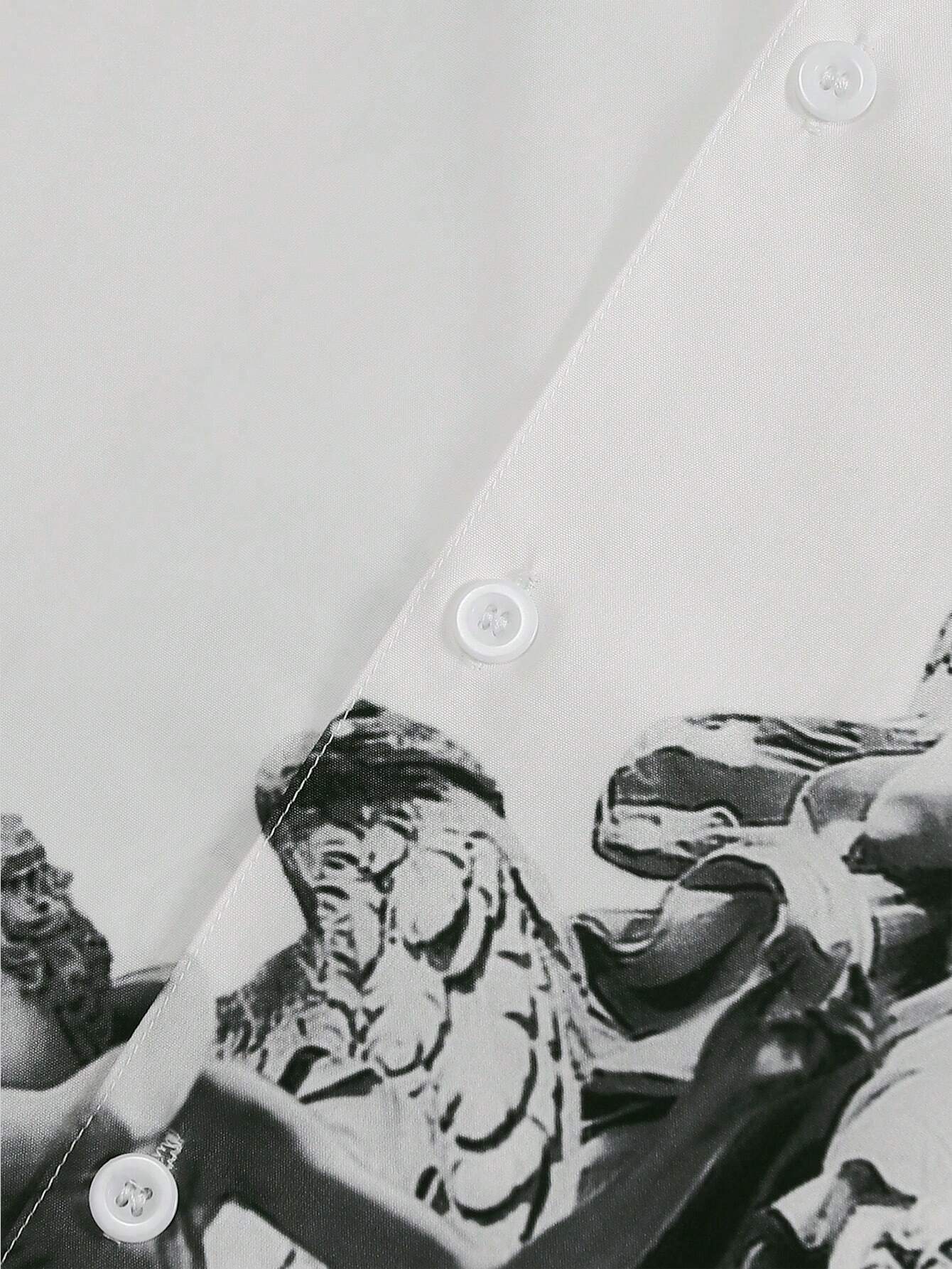 Camisa de Botão Branca com Anjos - Camisa Angel Legacy