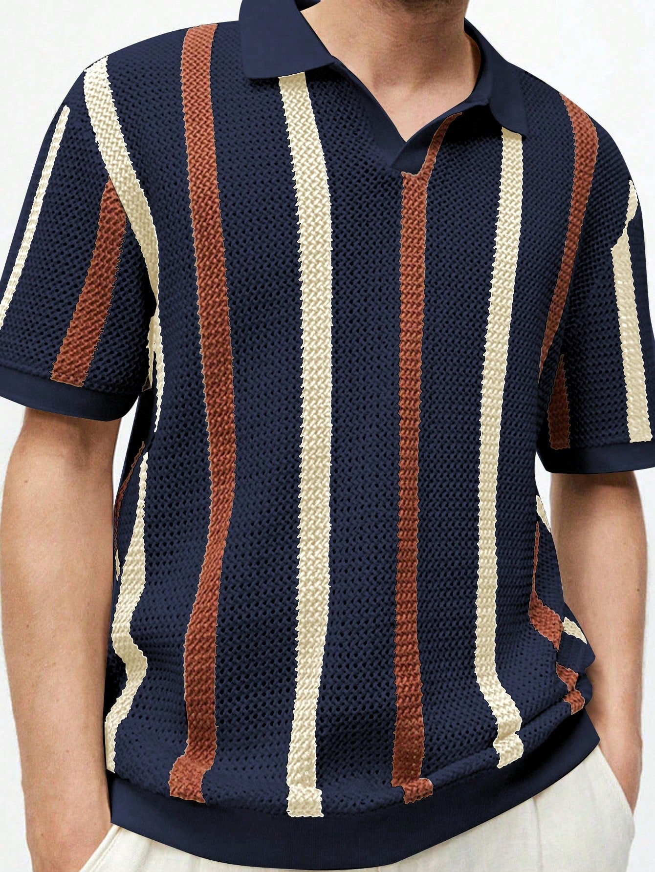 Camisa Polo Listrada em Tricô - Camisa Malta