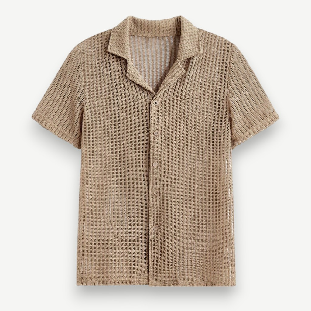 Camisa de Botão Vazada em Tricô - Camisa Palawan