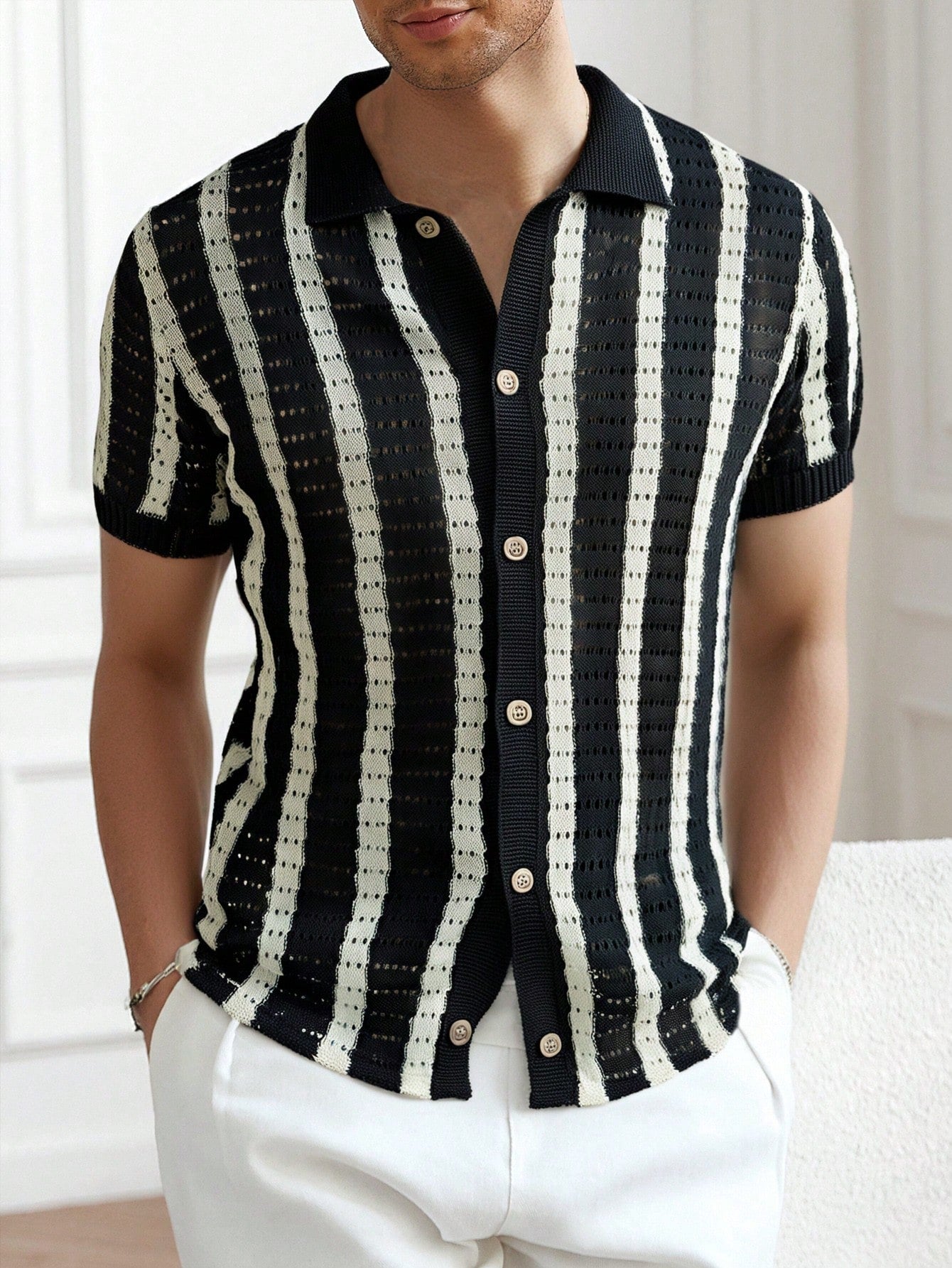 Camisa de Botão em Tricô Leve - Camisa Phuket