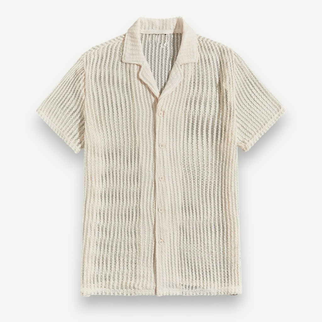 Camisa de Botão Vazada em Tricô - Camisa Palawan
