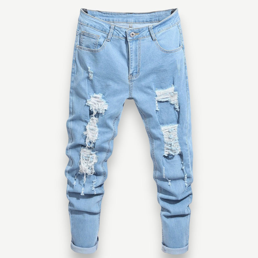 Calça Jeans Masculina Rasgada com Detalhes - Calça Melbourne