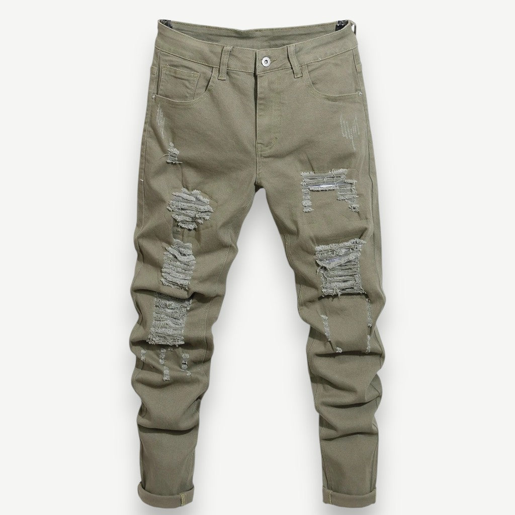 Calça Jeans Masculina Rasgada com Detalhes - Calça Melbourne
