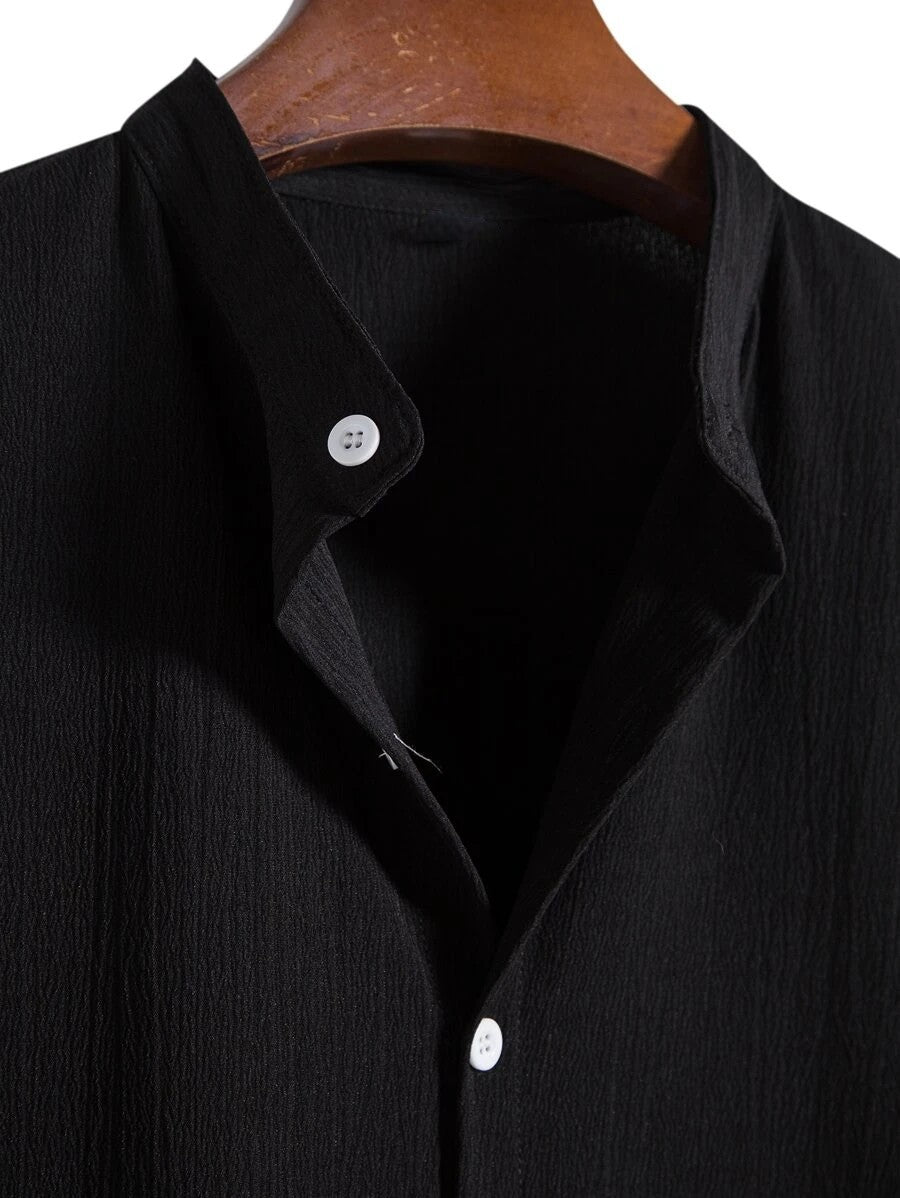 Camisa de Botão Masculina Gola Padre- Camisa Santorini