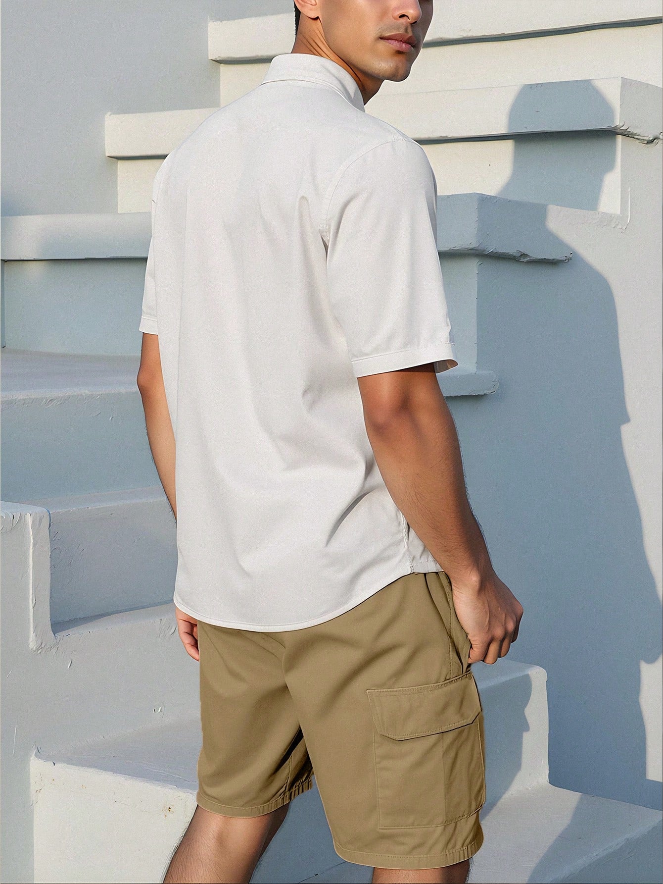 Camisa de Botão Masculina Gola Padre- Camisa Santorini
