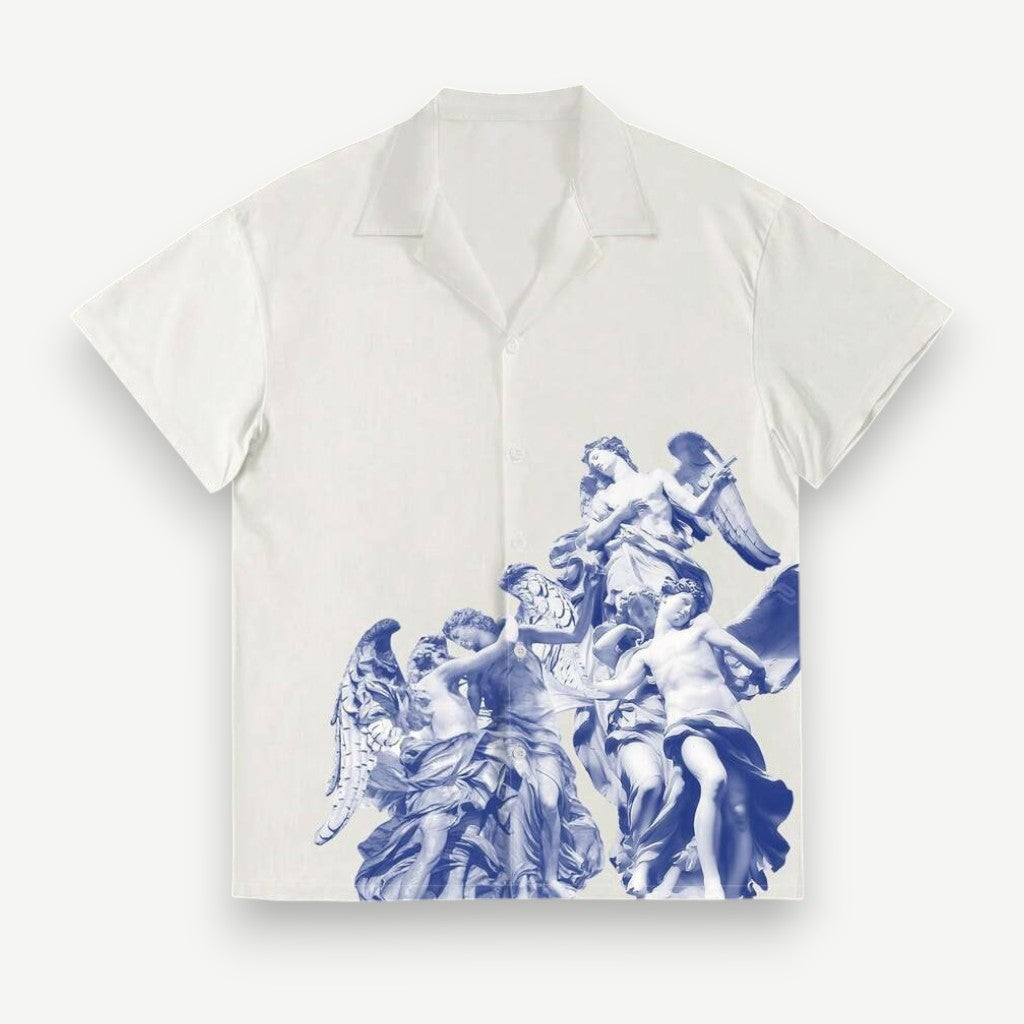 Camisa de Botão Branca com Anjos - Camisa Angel Legacy