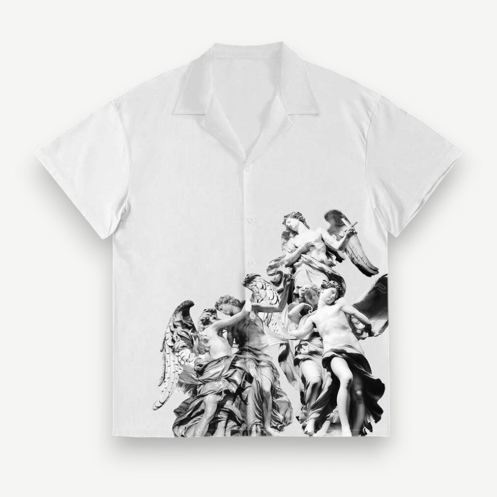 Camisa de Botão Branca com Anjos - Camisa Angel Legacy