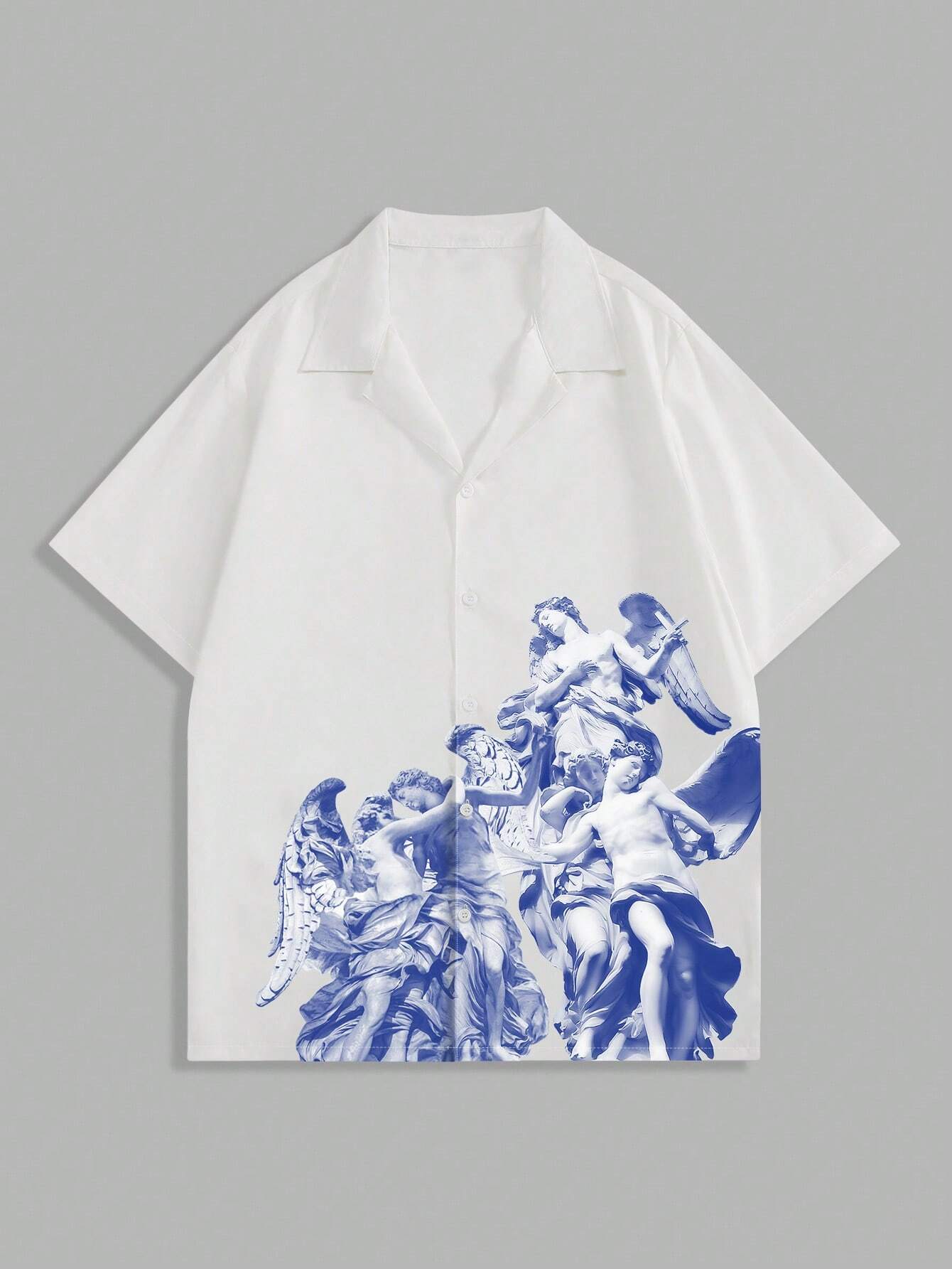 Camisa de Botão Branca com Anjos - Camisa Angel Legacy
