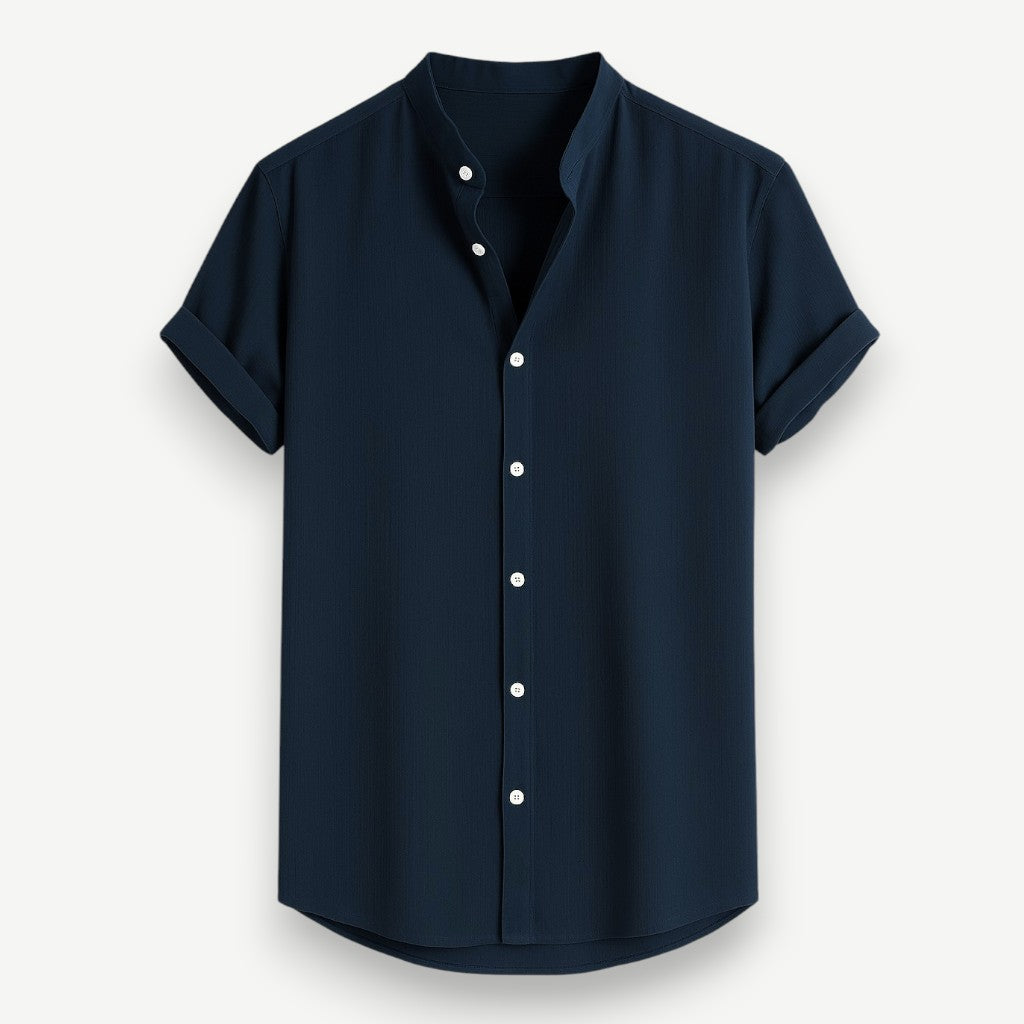 Camisa de Botão Masculina Gola Padre- Camisa Santorini