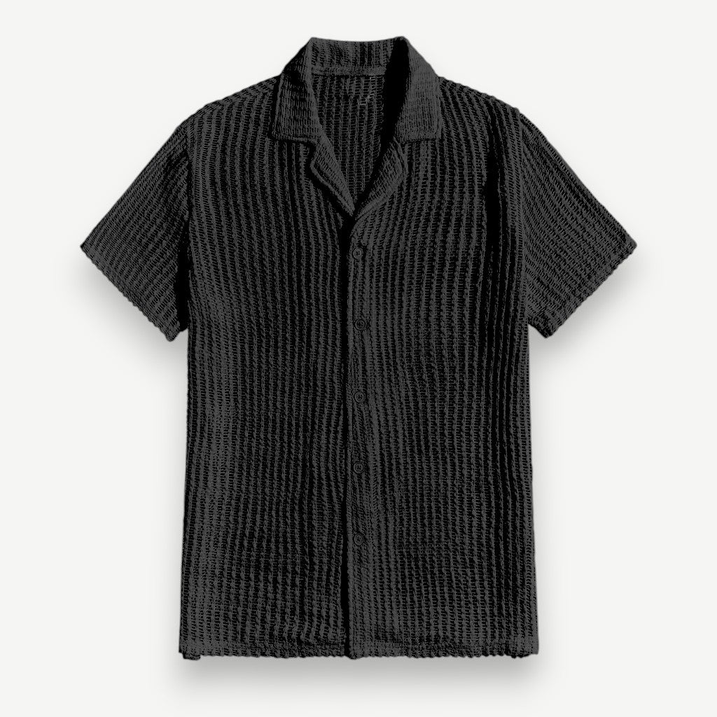 Camisa de Botão Vazada em Tricô - Camisa Palawan