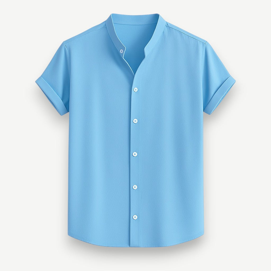 Camisa de Botão Masculina Gola Padre- Camisa Santorini