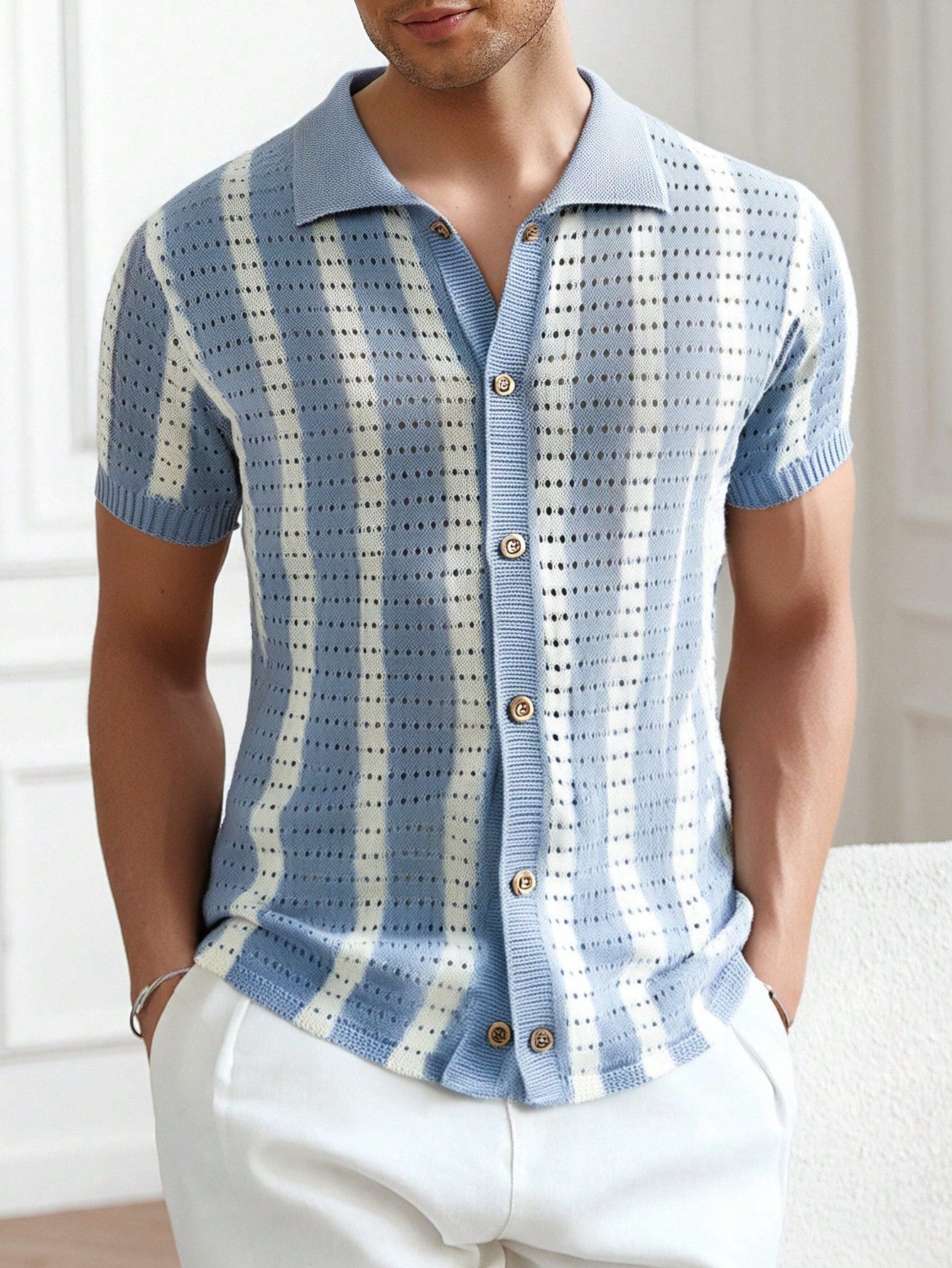 Camisa de Botão em Tricô Leve - Camisa Phuket